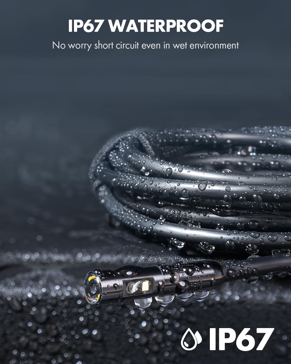 Anykit Dual Lens Endoscope Camera, Type-C Borescope with 8 Adjustable LED Lights, IP67 Waterproof 16.5ft Semi-Rigid Snake Cord Inspection Camera Compatible with Type C iPhone 15 & Android Phone