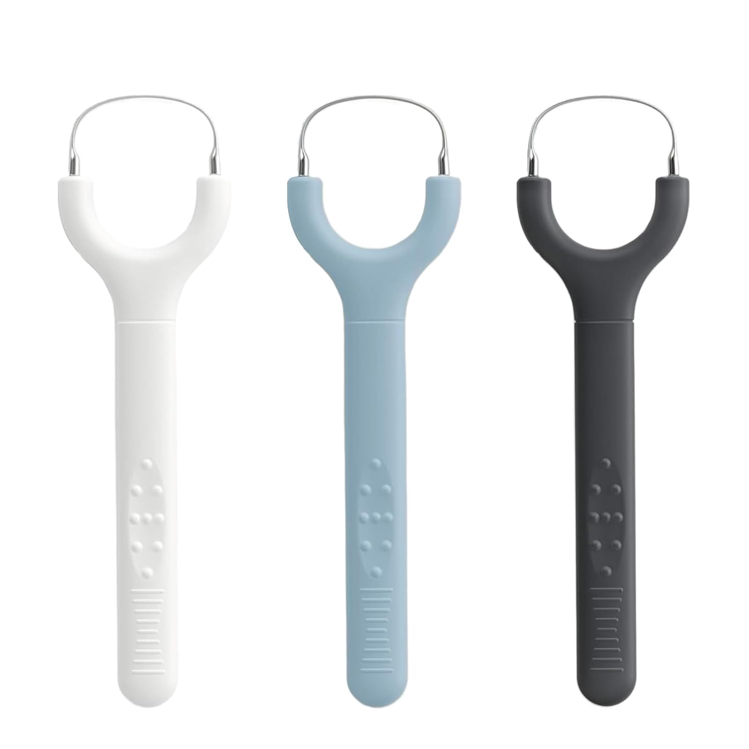 3-Pack Colorful Tongue Scraper for Adults, Stainless Steel, Metal Tongue Brush for Bad Breath, Oral Hygiene Tool, Easy to Use & Portable