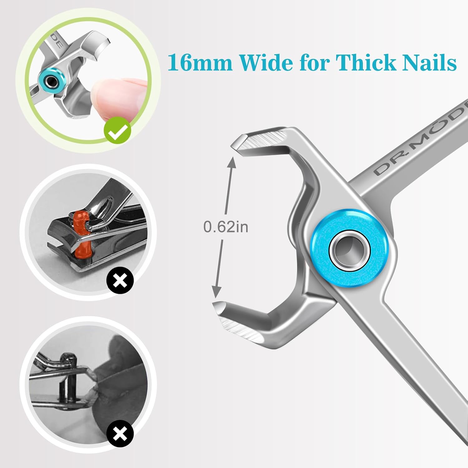 Nail Clippers for Men Thick Nails -DRMODE Heavy Duty Large Toenail Clippers for Thick Nails with Wide Jaw Opening, Ultra Sharp Stainless Steel Finger Nail Clippers Cutter for Tough Nail Seniors Adult