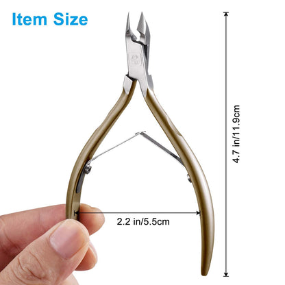 Cuticle Nippers 3/4 Cuticle Trimmer Clippers Stainless Steel Scissors Extremely Sharp Edge Cutter Pedicure Treatment Manicure Tool, opove X7 Matte Gold