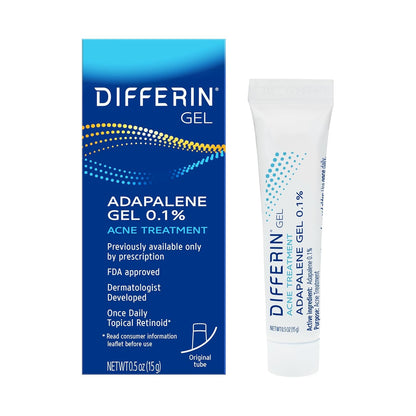 Differin Acne Treatment Gel, 90 Day Supply, Retinoid Treatment for Face with 0.1% Adapalene, Gentle Skin Care for Acne Prone Sensitive Skin, 45g Pump (Packaging May Vary)
