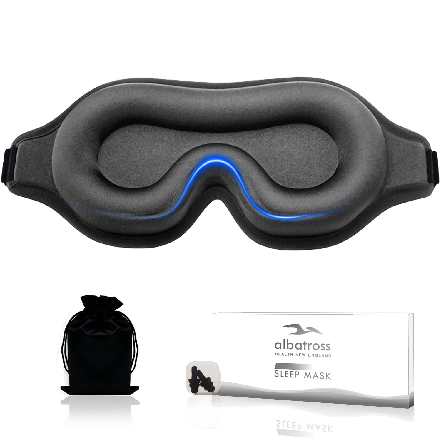 Sleep Eye Mask for Side Sleeper, Lash Extensions 3D Contoured Cup Sleeping Mask for Men Women, Travel Blackout Night Blindfold Eye Shade Cover with Adjustable Strap (Black-Side Sleeper)
