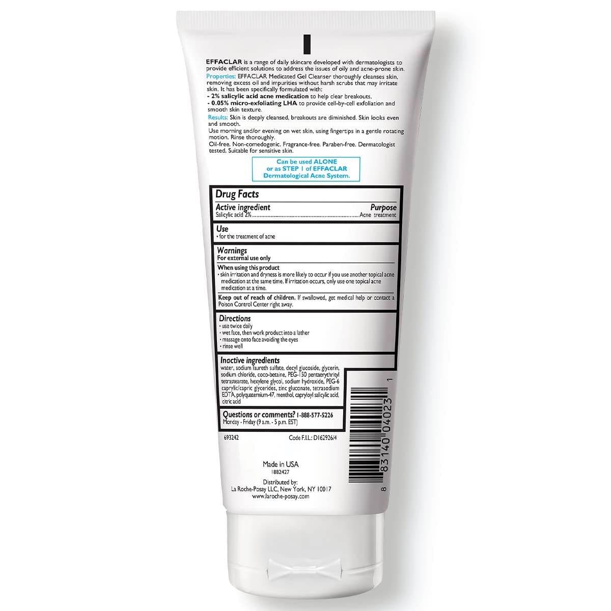 La Roche-Posay Acne Skin Care Set, Toleriane Double Repair Matte Moisturizer 75ml & Effaclar Medicated Gel Cleasner 100ml, Gel Moisturizer with Niacinamide & Acne Cleasner with Salicylic Acid