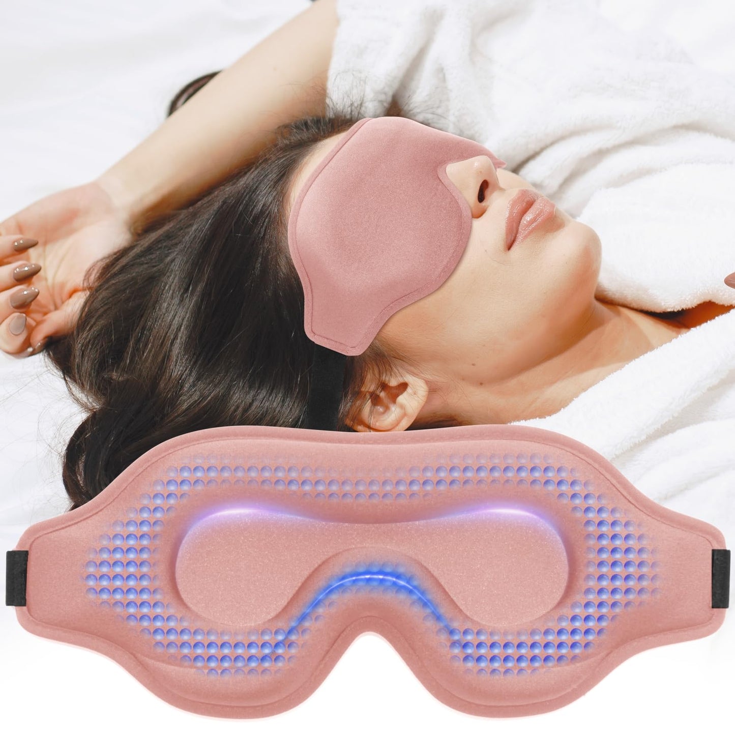 Sleep Eye Mask for Side Sleeper, Lash Extensions 3D Contoured Cup Sleeping Mask for Men Women, Travel Blackout Night Blindfold Eye Shade Cover with Adjustable Strap (Black-Side Sleeper)
